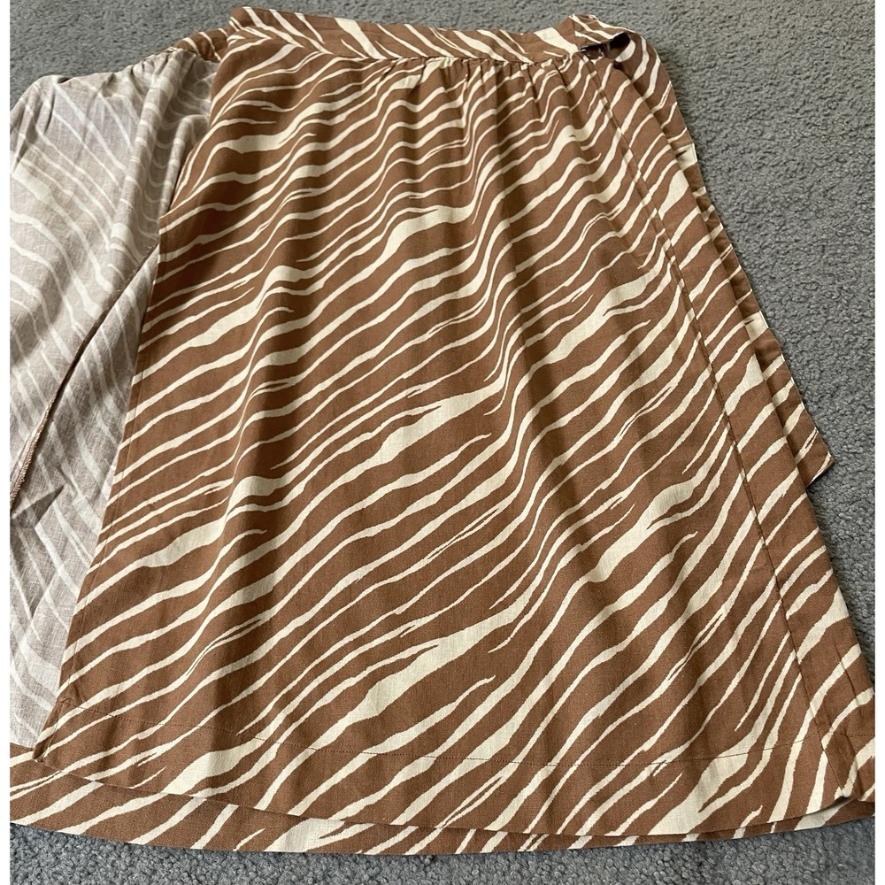 Faux Wrap Zebra Print Midi Skirt Sz S/M Beige Cream Side Tie Party Classic READ - Picture 5 of 11